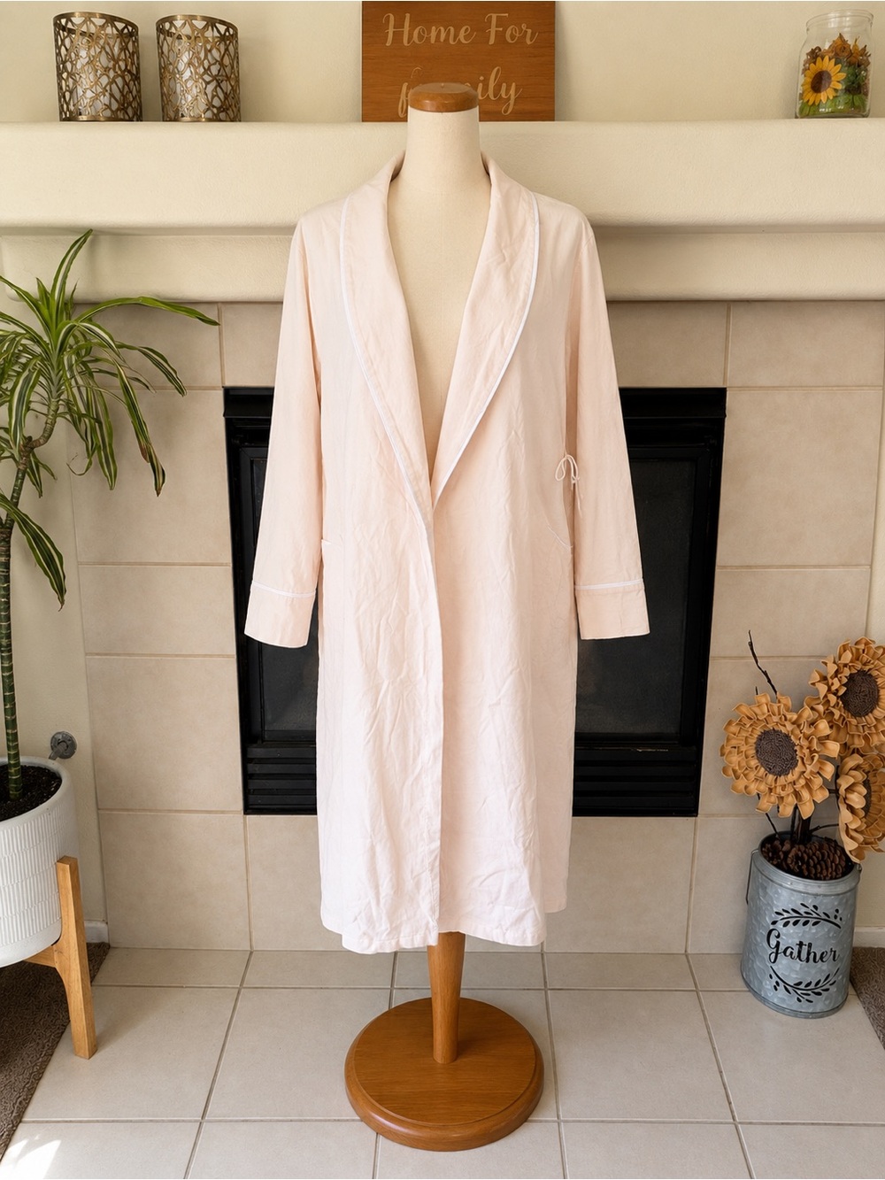 Natori Classics 100% cotton Light Pink open front duster